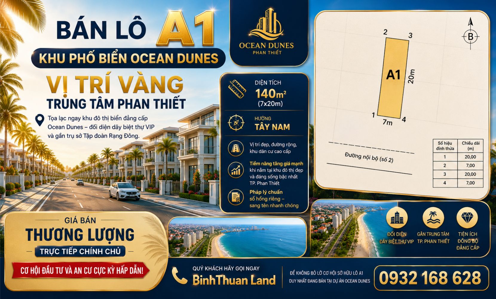 ✨ BÁN LÔ A1 KHU PHỐ BIỂN OCEAN DUNES – VỊ TRÍ VÀNG TRUNG TÂM PHAN THIẾT ✨